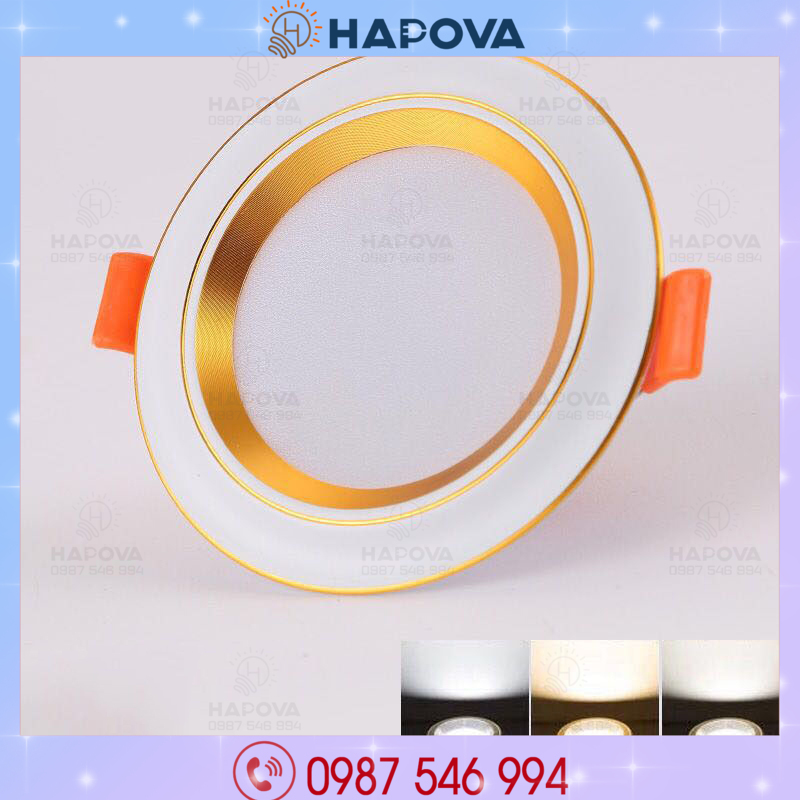 Đèn âm trần, đèn ốp trần phòng khách hapova minkis at 02 công suất 7w as 3 màu