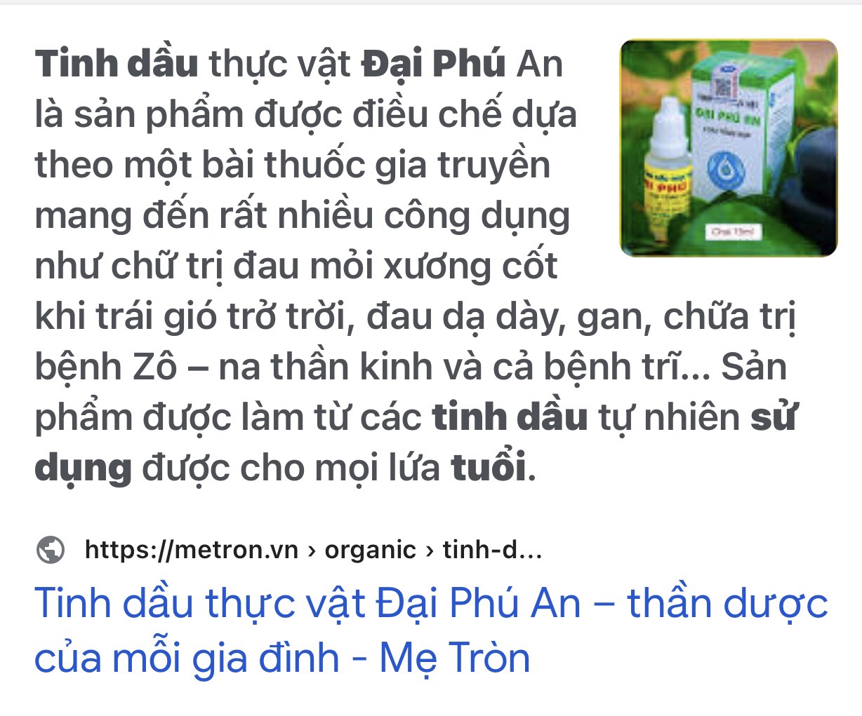 TINH DẦU THỰC VẬT ĐẠI PHÚ AN 15ML ( Chính hãng )