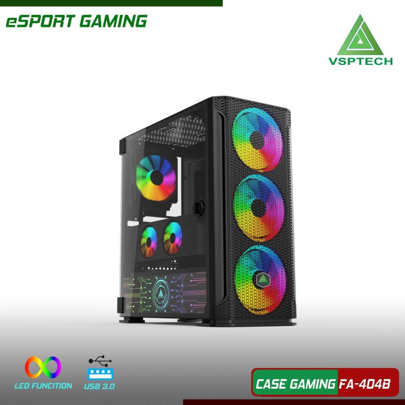 Bảng giá [ CASE KÈM FAN MẶT LƯỚI NEW] -Case VSP FA-404B Gaming Có Sẵn Fan LED RGB 14cm( MÀU ĐEN) Phong Vũ