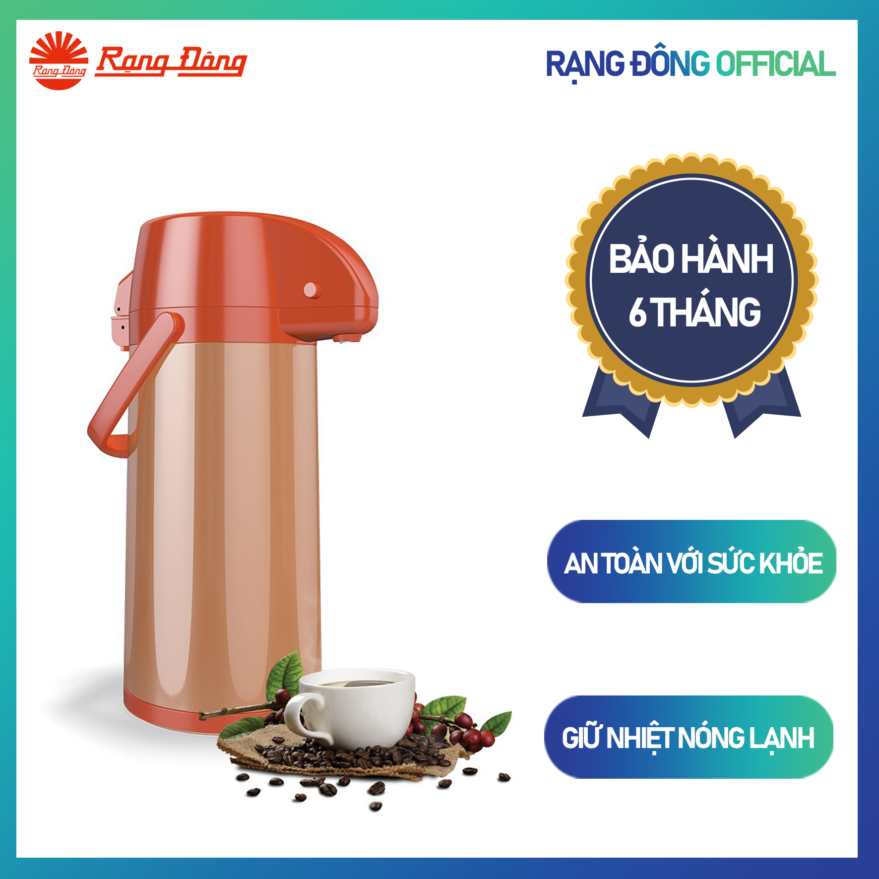 Phích đựng nước nút ấn 2 lít RD 2045 ST2.E chính hãng Rạng Đông an toàn tiện lợi giữ nhiệt nóng lạnh