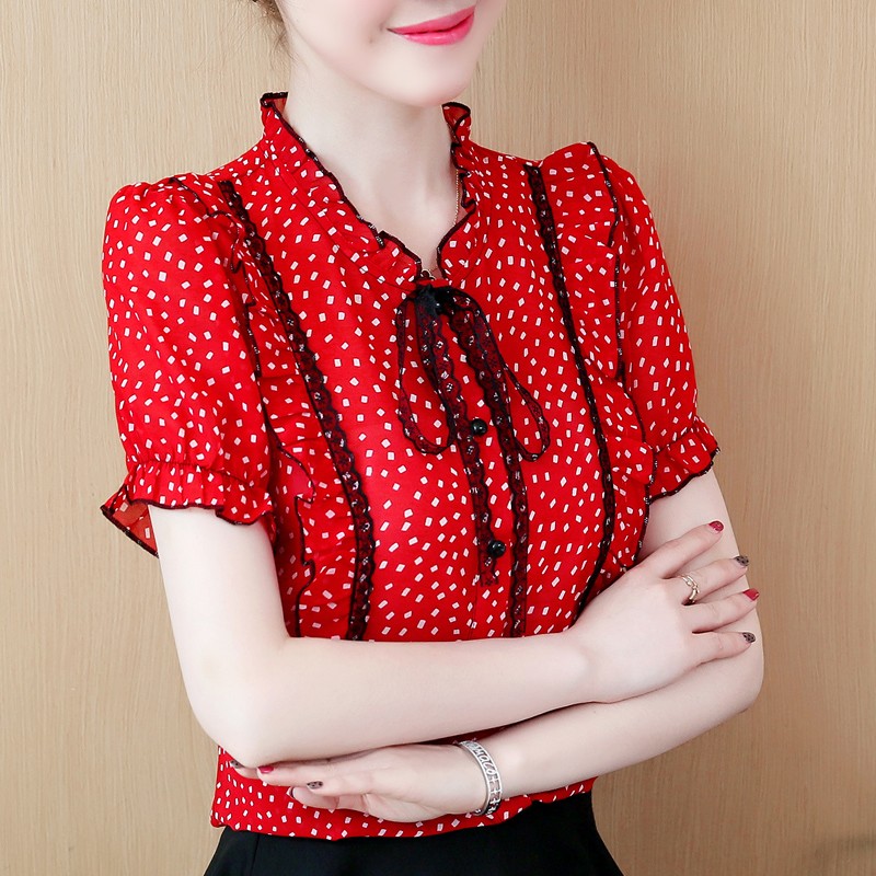 SƠ MI CHẤM BI VIỀN REN  - HH9012