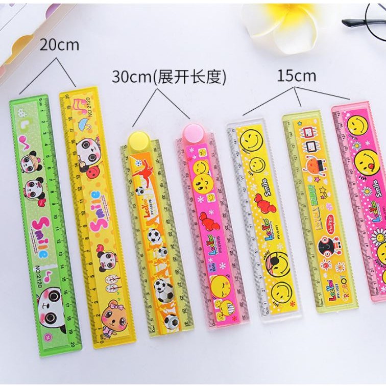Thước kẻ GẤP nhựa hoạt hình 30cm