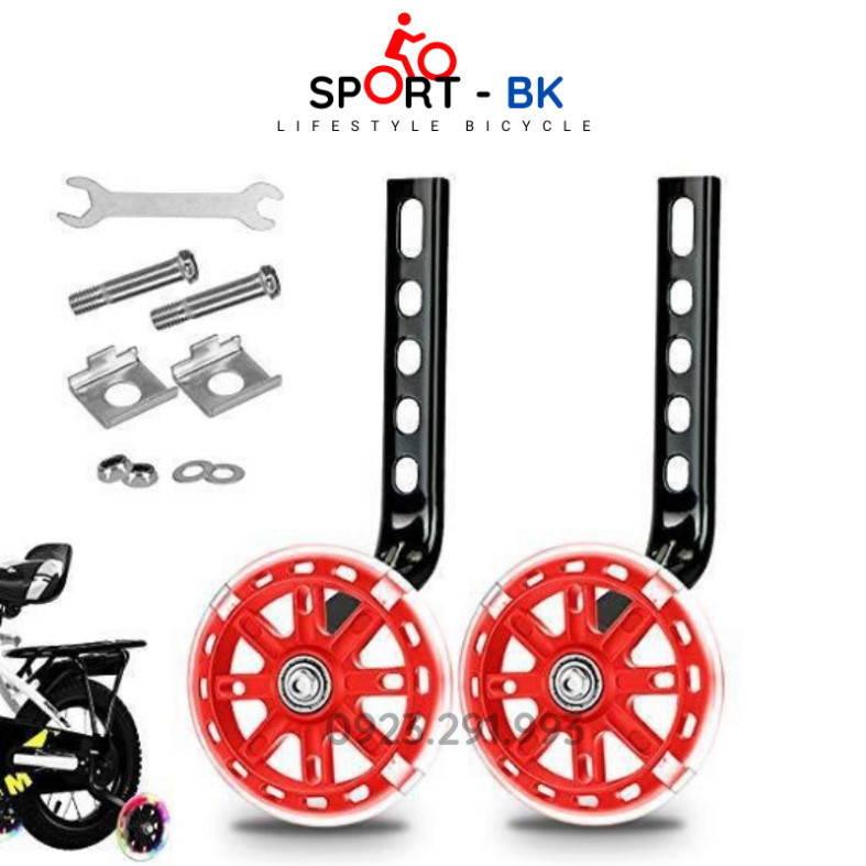 Bánh Phụ xe đạp trẻ nhỏ Phát Sáng, có thể thay đổi kích thước cho mọi loại xe  12 14 16 18 20 inch - BK28