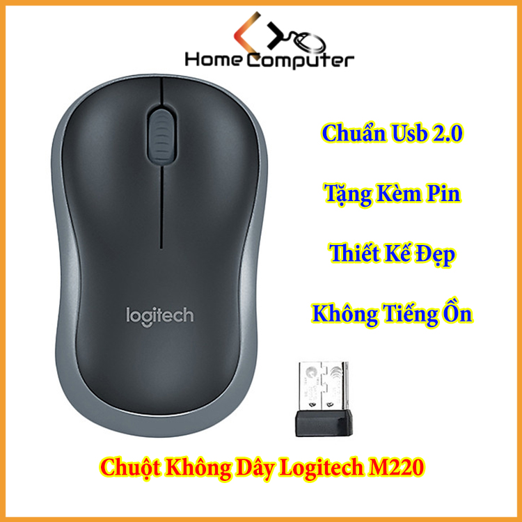 Chuột máy tính, Chuột không dây LOGITECH M220 Silent giảm tiếng ồn. Hàng tặng kèm pin AA
