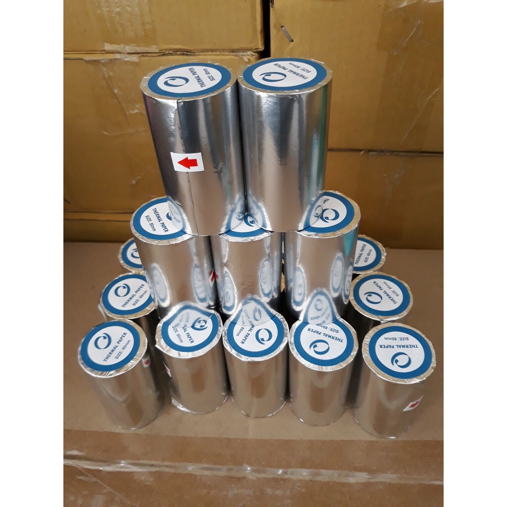 [COMBO 20 CUỘN] Giấy in hóa đơn nhiệt khổ K80 ( 80*45mm - Bọc Bạc)