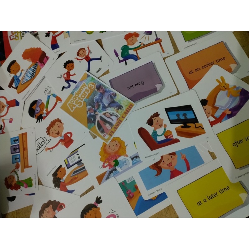 [Thẻ học tiếng anh Academy Stars ] Alphabet, starter 1,2,3,4 + Flash card cho bé + 1995 BOOKS + A5