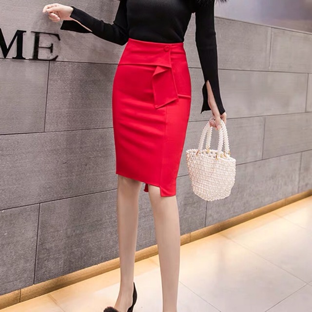 Chân váy bút chì vạt nơ trái thời trang nữ