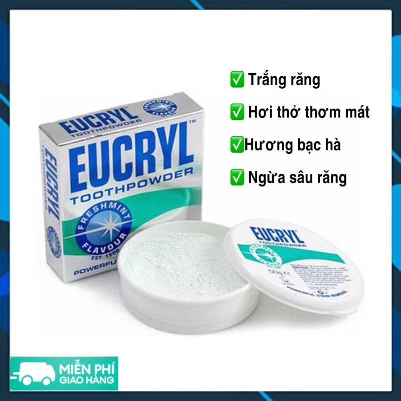 [HCM] Combo Kem Đánh Răng Eucryl 62g Và Bột Tẩy Trắng Răng Eucryl 50g