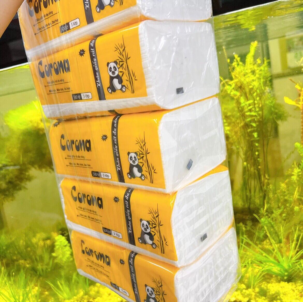 Combo 5 gói khăn giấy rút lụa Corona 500tờ/gói siêu dày mịn