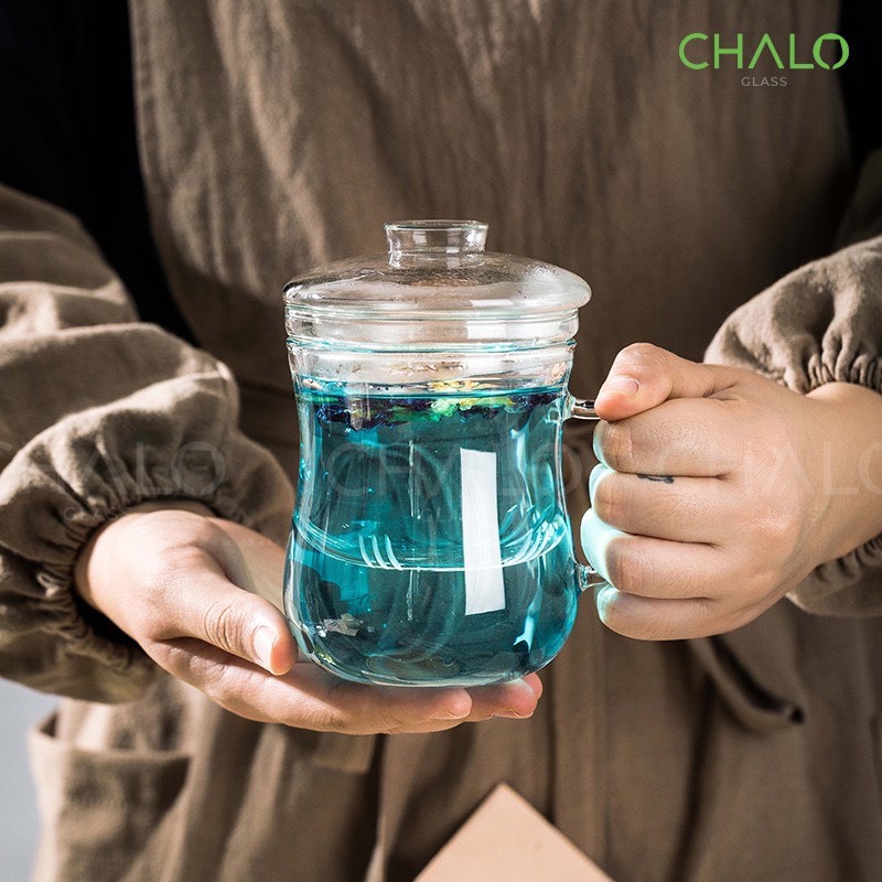 Cốc thủy tinh ủ trà dáng cao 350ml (Thủy tinh chịu nhiệt - Borosilicat)