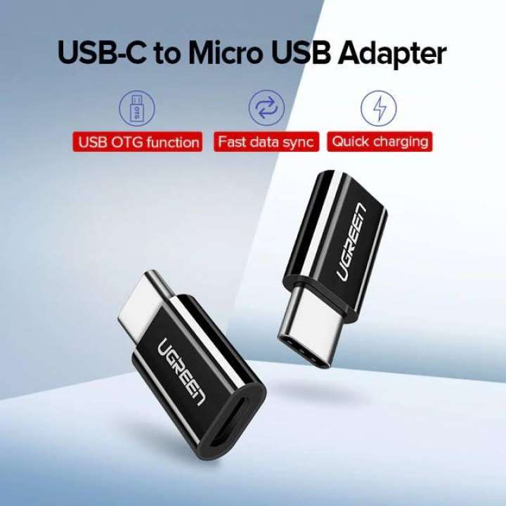 Đầu chuyển Micro USB sang USB type C hỗ trợ chức năng OTG cho One plus 6 5 Xiaomi mi 8 Huawei.. UGREEN US157 - Hãng phân phối chính thức