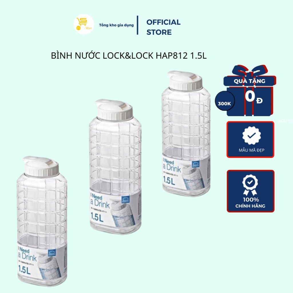 Bình Đựng Nước 1L - 1,5L Lock&Lock, Bình Đựng Trà Sữa, Nước Trái Cây, Chai Nhựa Đựng Nước Dày Dặn, An Toàn, Dễ Vệ Sinh MTA-MART2