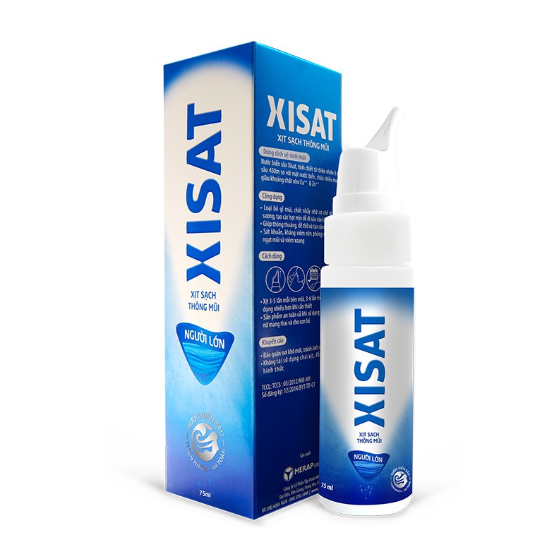 Xisat xanh– Nước muối biển sâu xịt sạch mũi, loại bỏ chất nhầy, giúp thông thoáng mũi (Chai 75 ml)