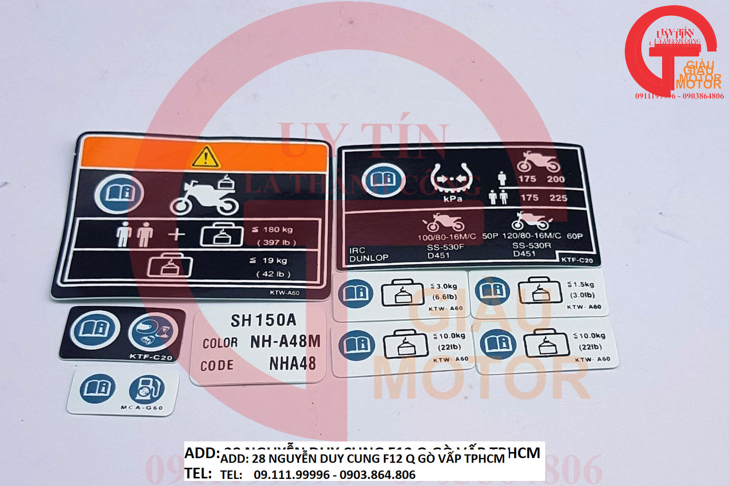 BỘ TEM THÔNG SỐ CHO XE HONDA SH