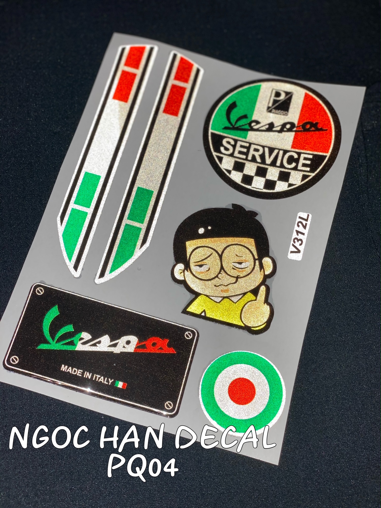 [HCM]Nguyên bộ tem nổi phản quang trang trí Vespa (04) -- NGỌC HÂN DECAL