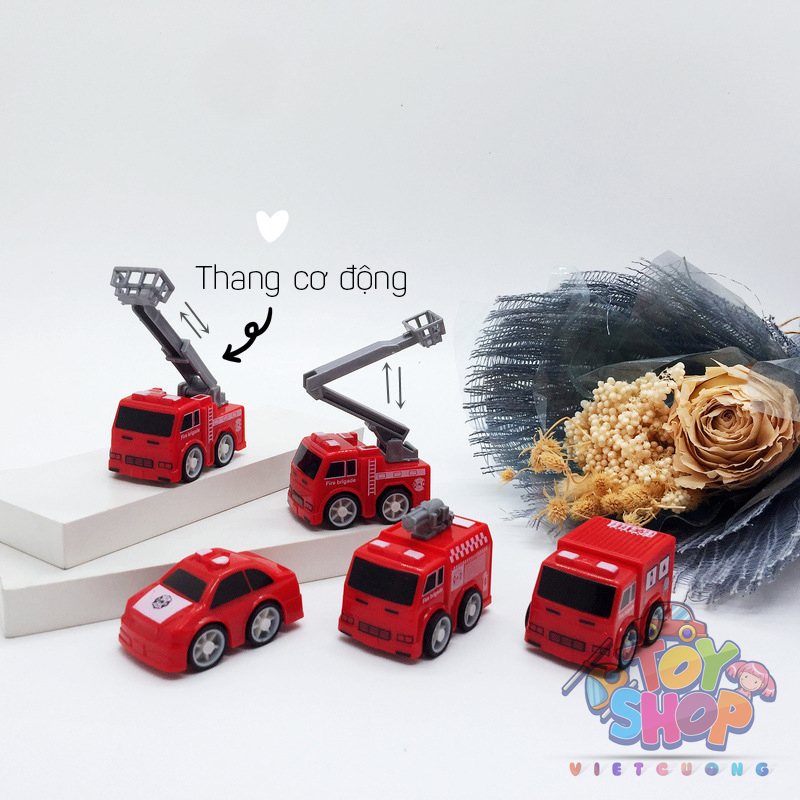 Combo 5 Chiếc Xe Đồ Chơi Xe Cứu Hỏa Mini Động Cơ Dây Cót