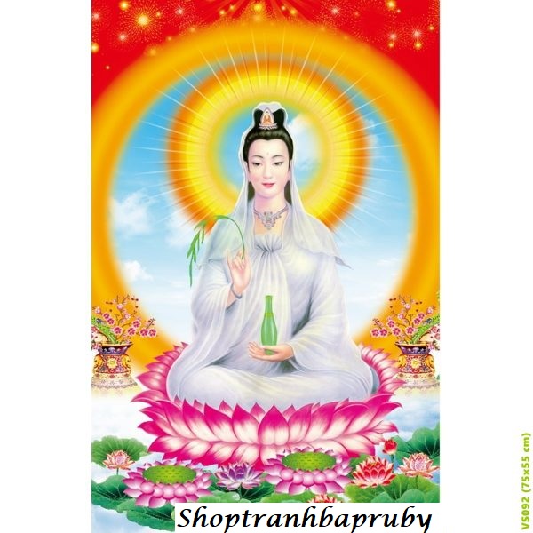 [HCM]Tranh đính đá Quan Thế Âm Bồ Tát kích thước nhỏ ✅75×55 cm -️ VS092