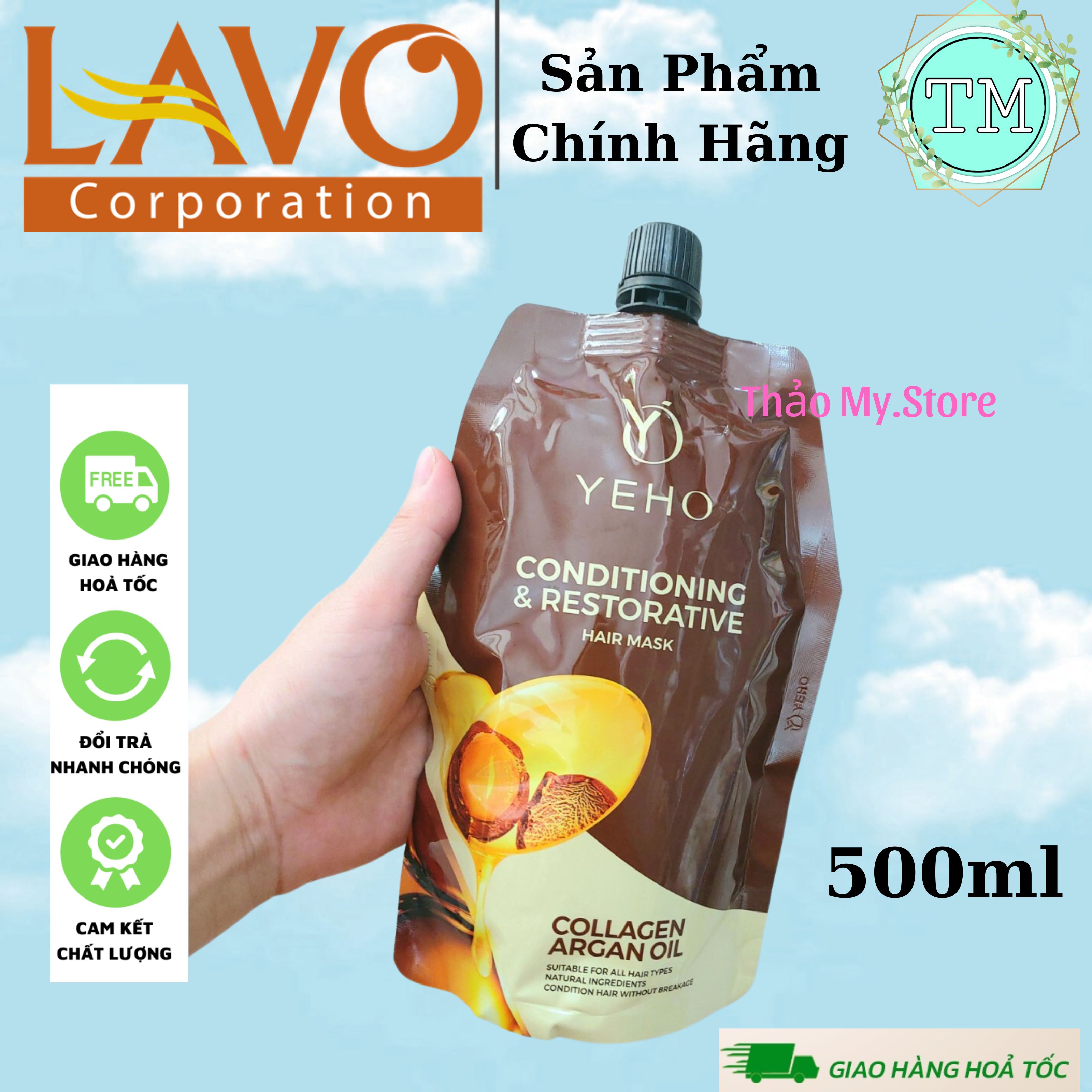 Kem hấp ủ dưỡng tóc phục hồi siêu mềm mượt yeho 500ml - chính hãng