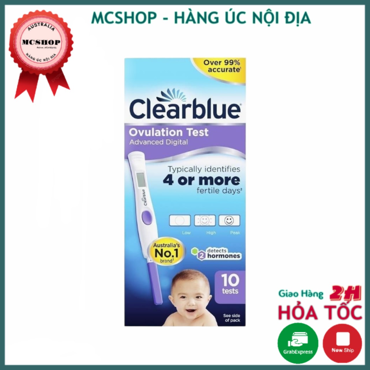 QUE THỬ RỤNG TRỨNG ĐIỆN TỬ CLEARBLUE 10 test