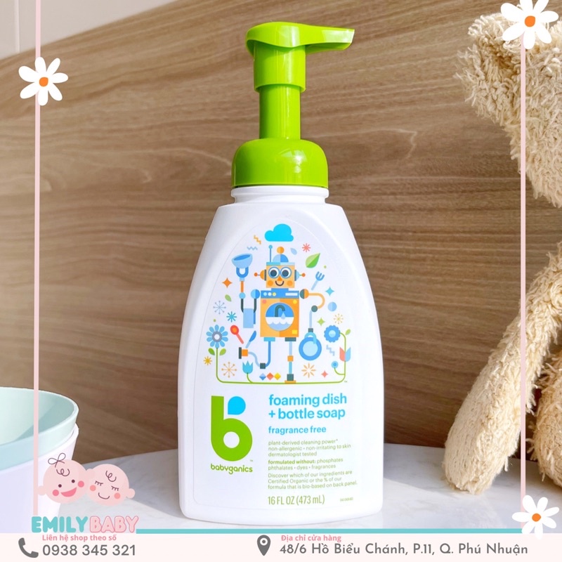 Nước rửa bình sữa Babyganics Mỹ 473ml vòi xịt