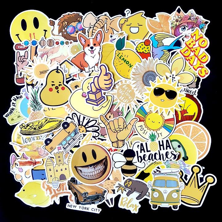 Sticker dán cao cấp chủ đề MÀU VÀNG - YELLOW - Dùng dán Xe, dán mũ bảo hiểm, dán Laptop...