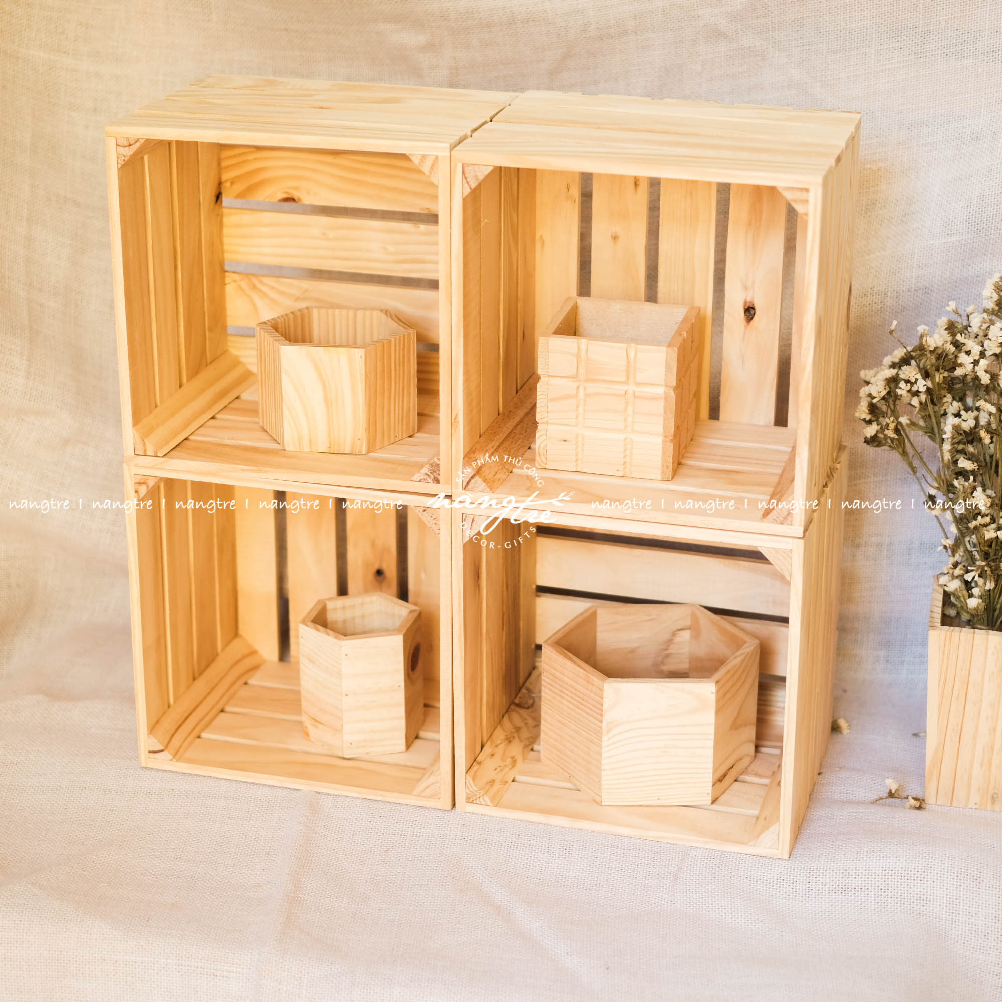 Kệ gỗ vuông pallet _ Thùng gỗ pallet vuông