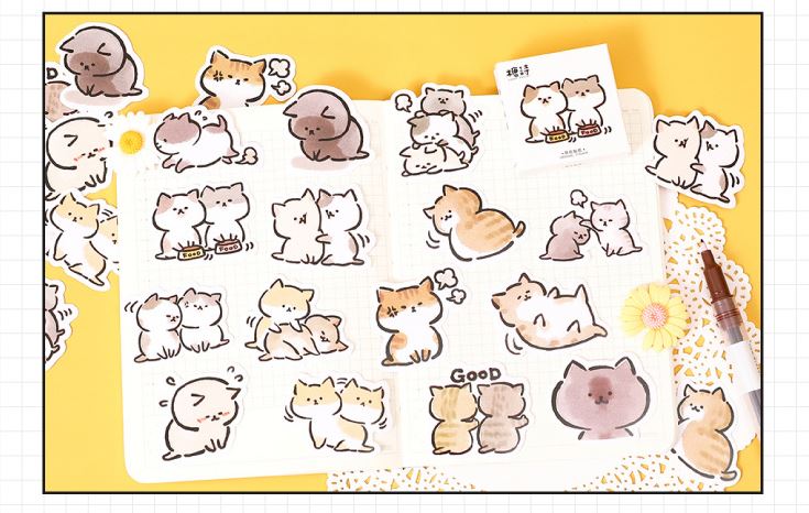Bộ 45 Sticker Meo Meo đáng yêu E106