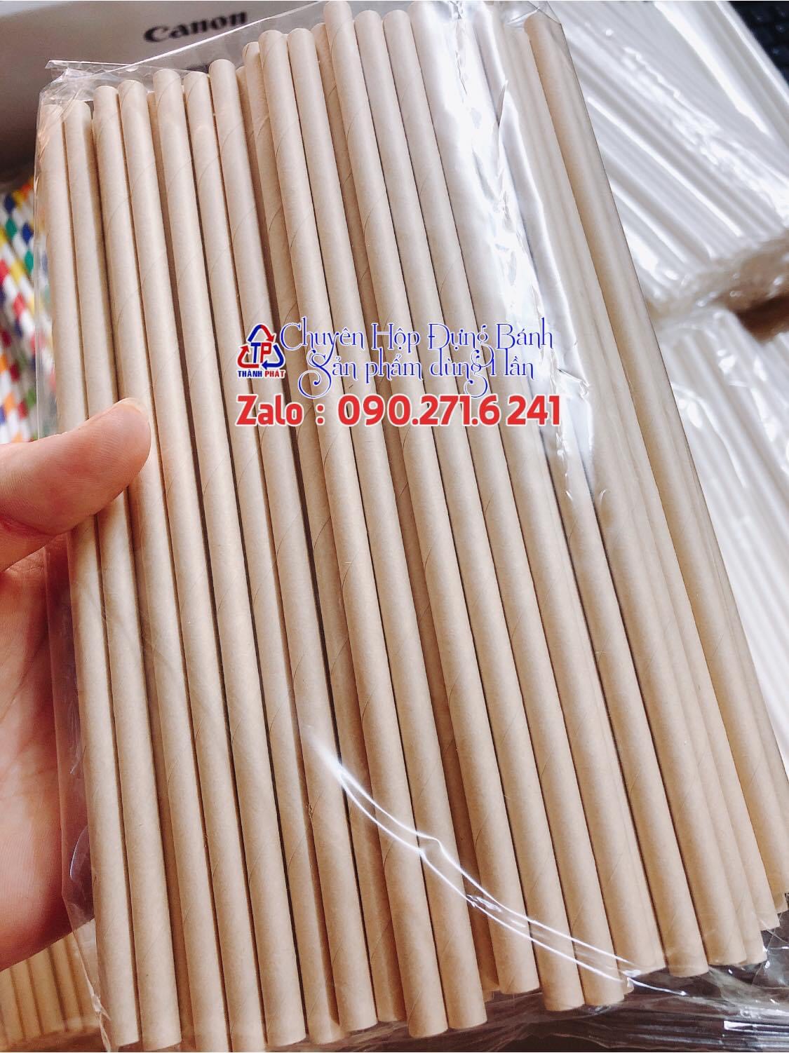 100 ống hút giấy phi 6 dài 20cm
