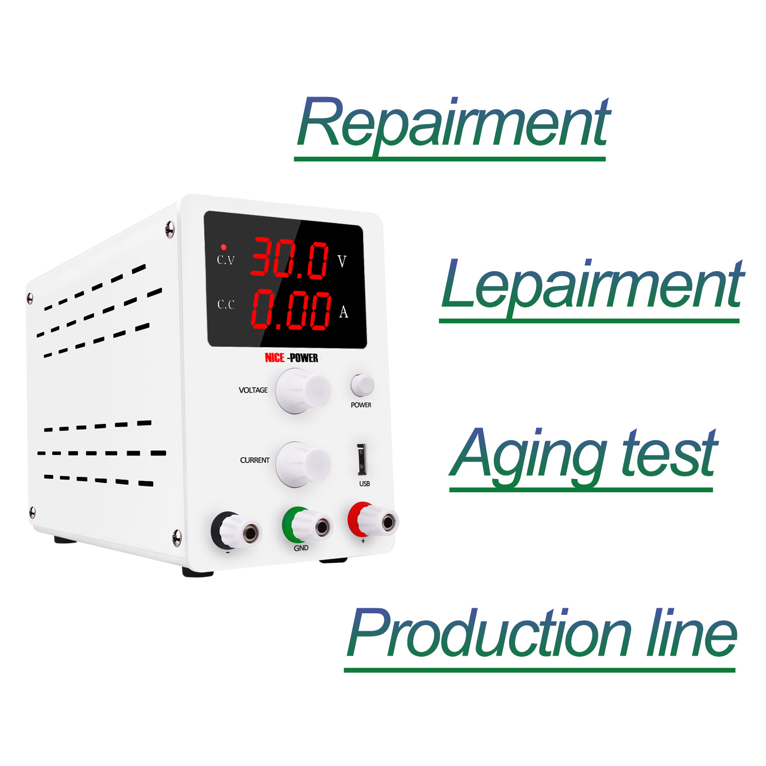 【NICE-POWER】Variable Adjustable 30V 10A DC Power Supply Switching Power Supply, 3 Digital Display 5V 2A USB port ,Lab cellphone repair 【Big Discount】