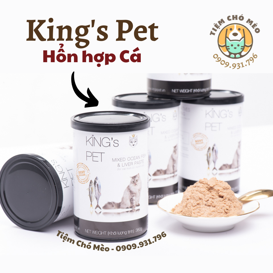 PATE KING'PET DÀNH CHO MÈO - 3 VỊ ( CÁ HỒI, HỖN HỢP CÁ, HỖN HỢP GÀ ) - LON 380G