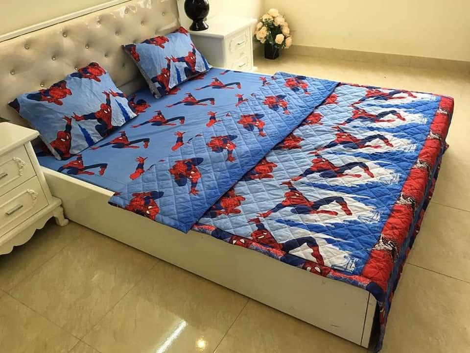 Tron Bộ 5 Món Chăn hè Cotton Poly Mẫu Người nhện (RMT)