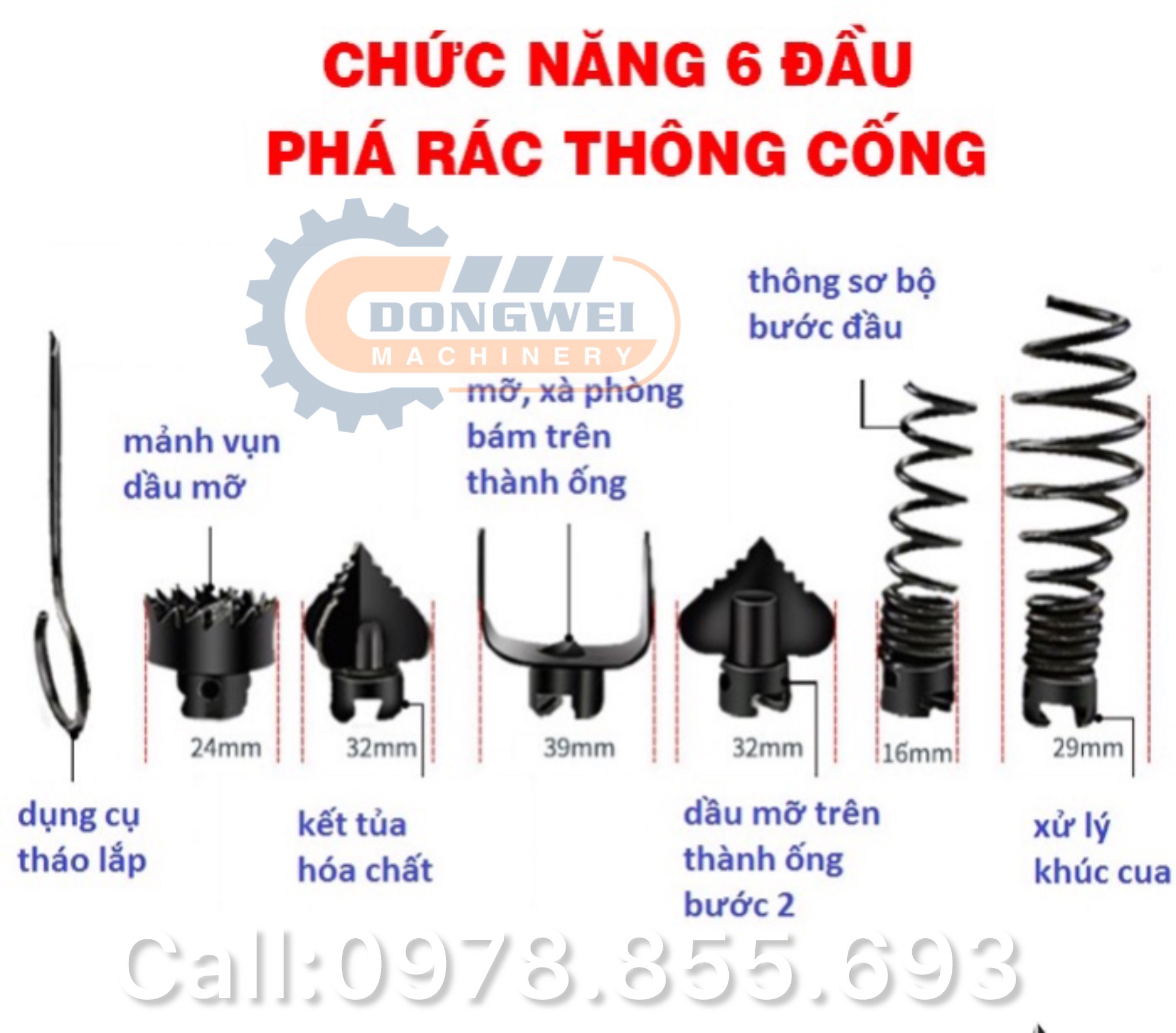 Đầu thông tắc cống phi 16,phi 22