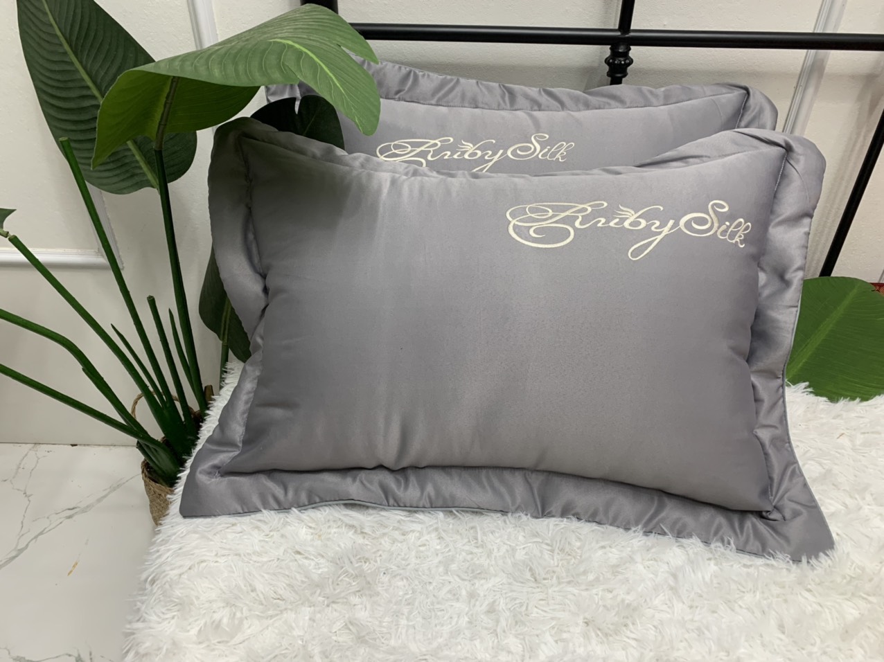 Đôi vỏ gối nằm phi lụa, Áo gối nằm phi lụa trơn 1 màu cao cấp, Áo gối nằm 65x45cm