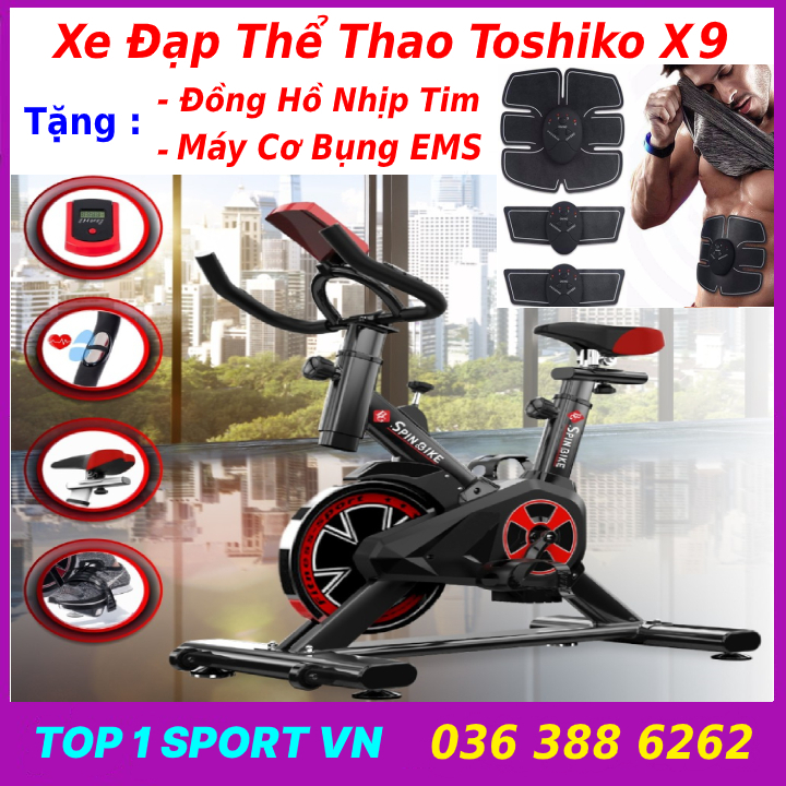 >> SO SÁNH GIÁ MÁY TẬP BỤNG ĐẠP XE | Shopee Lazada Sendo Tiki 24 Xe đạp thể thao xe đạp thể thao toshiko | xe đạp thể thao toshiko x9 tặng máy tập cơ bụng EMS + bình nước + đồng hồ chỉ số + cảm biến nhịp tim - bảo hành 36 tháng