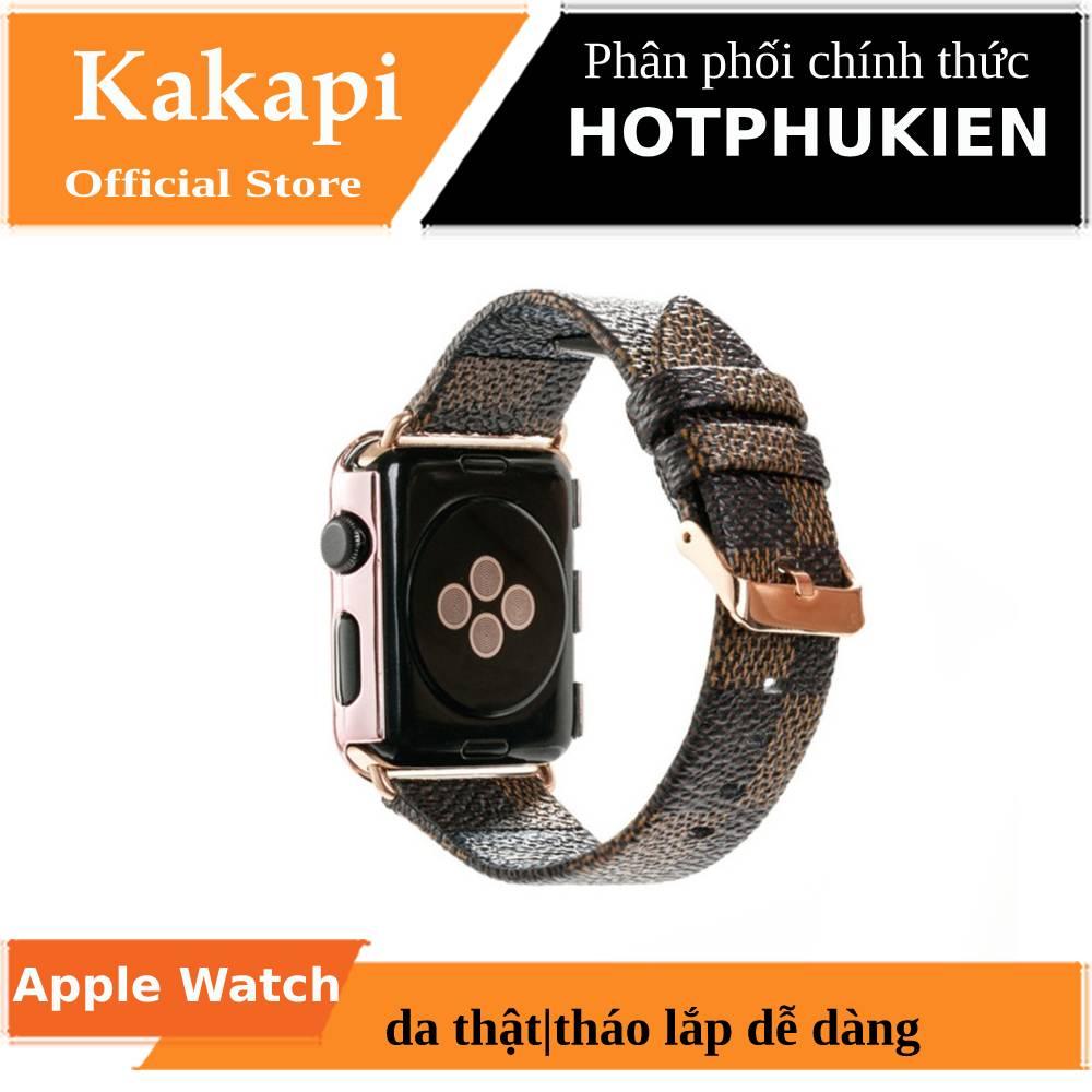 Genuine Leather replacement band strap for Apple Watch 38mm / 40mm / 41mm/ 42mm / 44mm / 45mm / Apple Watch ultra 49mm akapi (extensions color random) \ n-distributed by hotphukien