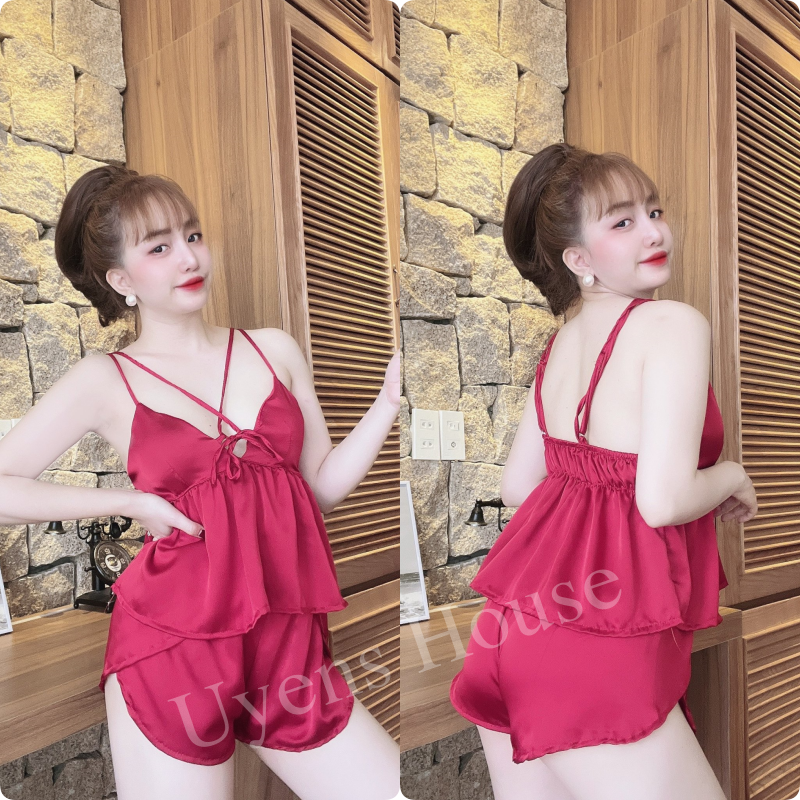 [SIZE 40-65KG] Bộ ngủ có mút ngực chất satin mềm, mịn, mát