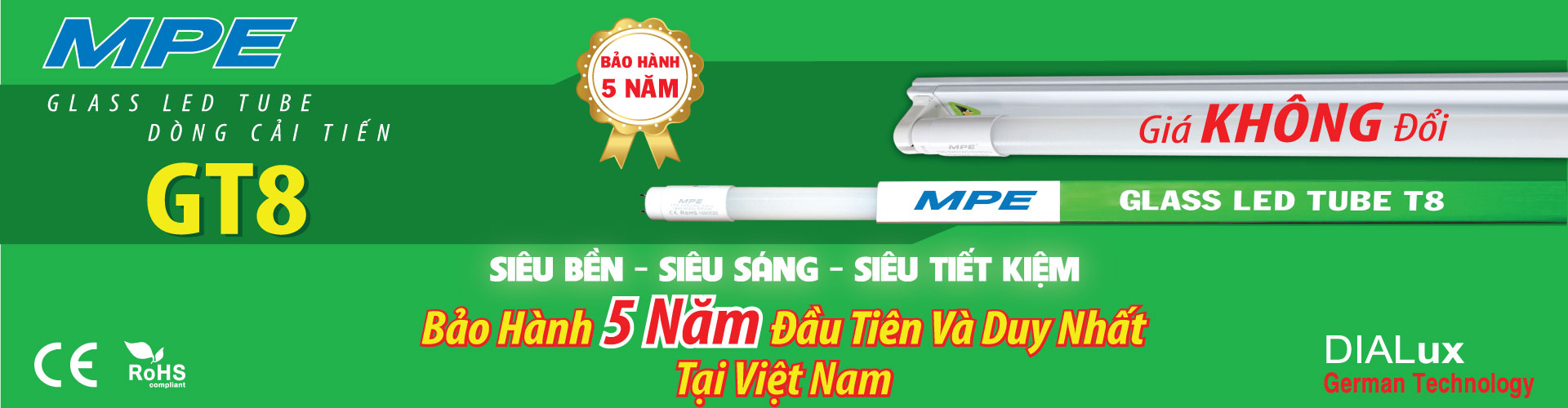 BÓNG ĐÈN LED TUBE THỦY TINH MPE 1M2 (18w/28w)