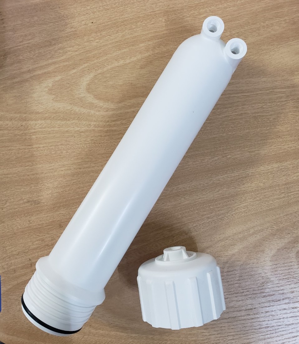 Vỏ Màng RO + 2 Cút Nối Và Van 1 Chiều-(Sử Dụng Cho Các Màng Lọc RO 50GPD & 75GPD)