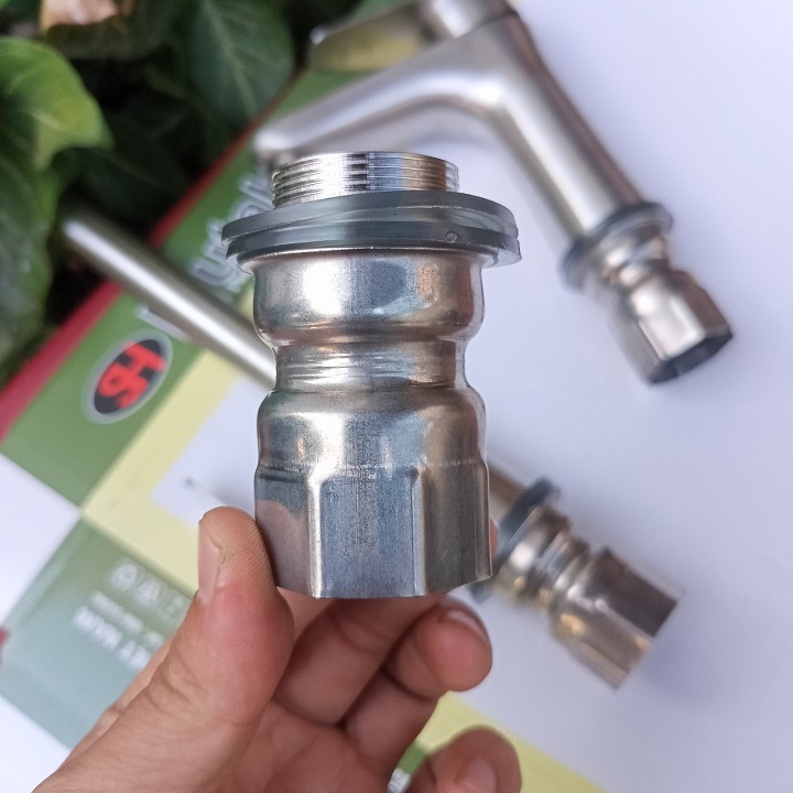 [HCM] Chân ren lắp vòi rửa chén - vòi lavabo nóng lạnh Inox 304