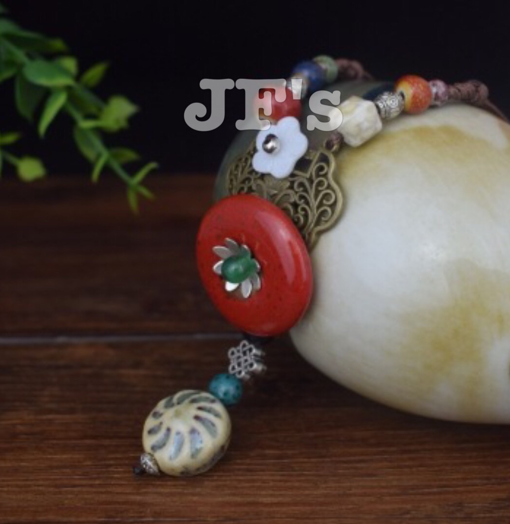 Vòng cổ nữ bohemian, dây chuyền gốm sứ