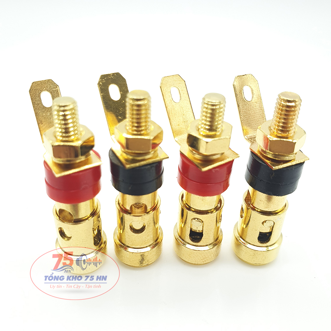 4 cọc loa rời bấm nhả - Cọc loa bấm nhả dây cài (vàng)