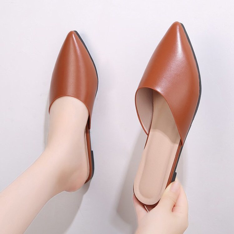 Dép sục nữ mũi nhọn da mềm gót 2f cực xinh