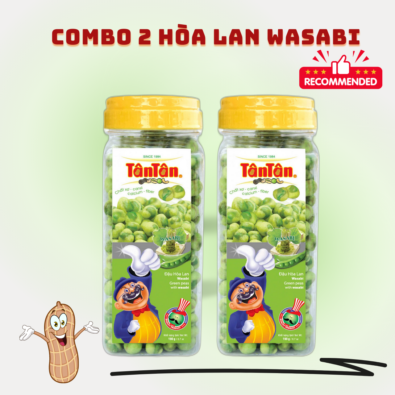 Combo 2 hũ Đậu Hòa Lan Wassabi Tân Tân (190g /hũ)