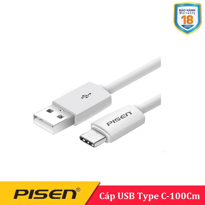 Cáp sạc nhanh Type C Pisen ,100Cm , Bảo Hành 18 Tháng