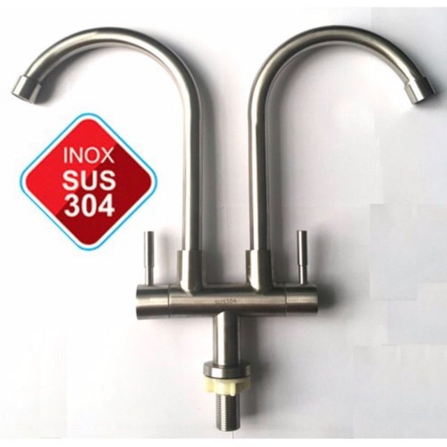Vòi rửa chén bát - vòi chén đôi inox 304 cực dày