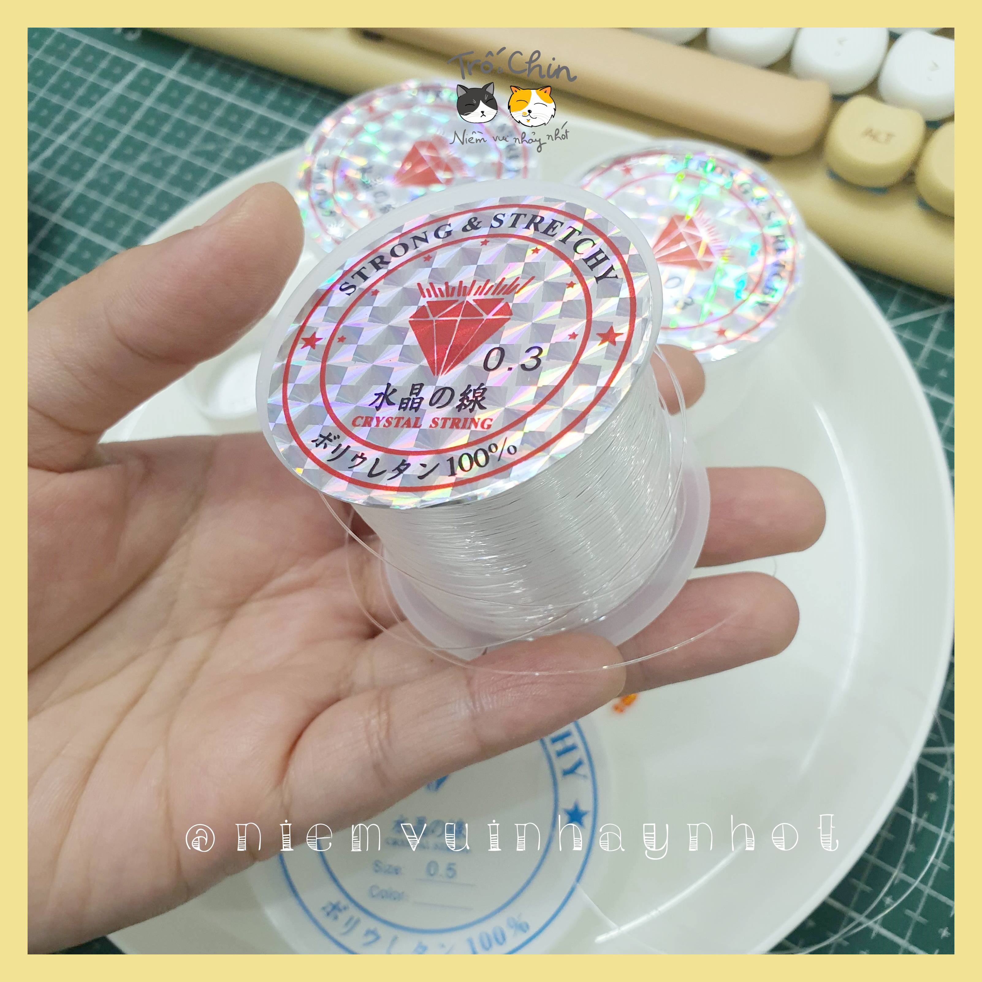 [Có sẵn] Cuộn cước co giãn và không co giãn để làm thủ công (vòng tay, vòng cổ...)