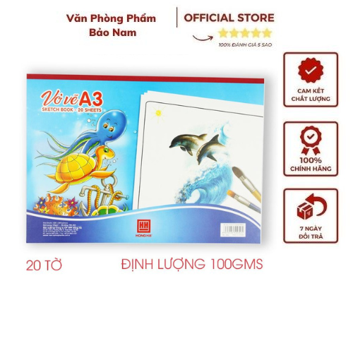 Vở vẽ a3 hồng hà 20 tơ` độ trắng tự nhiên 4942 chất lượng