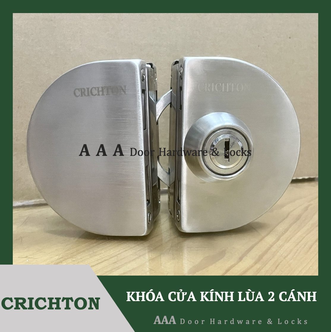 Khoá kính bán nguyệt cửa lùa kính cường lực 8-12mm