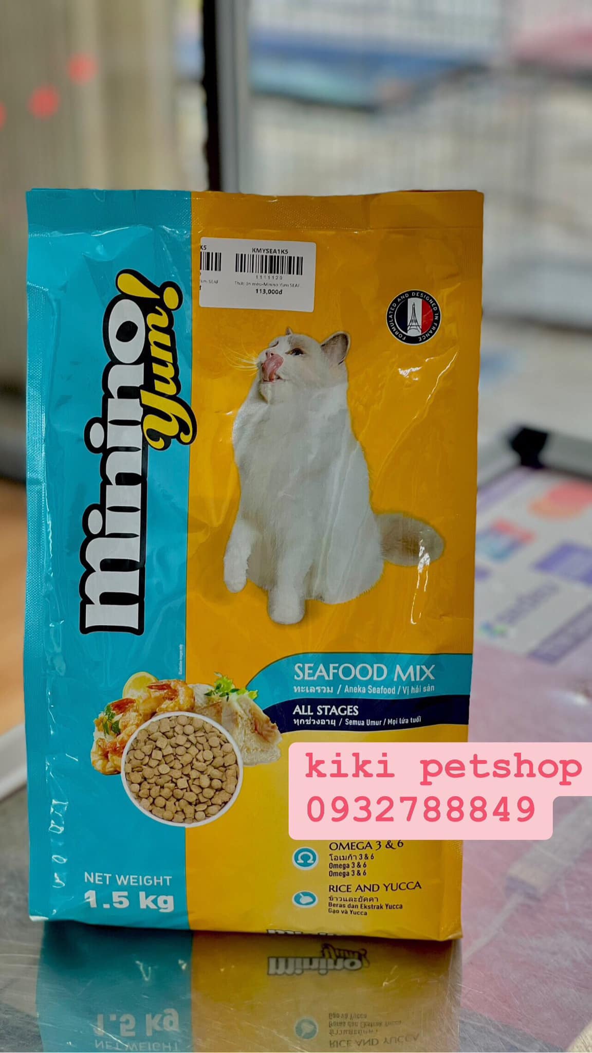 Thức ăn hạt khô Minino Yum cho mèo - thức ăn hạt minino vị hải sản 1.5KG mọi lứa tuổi