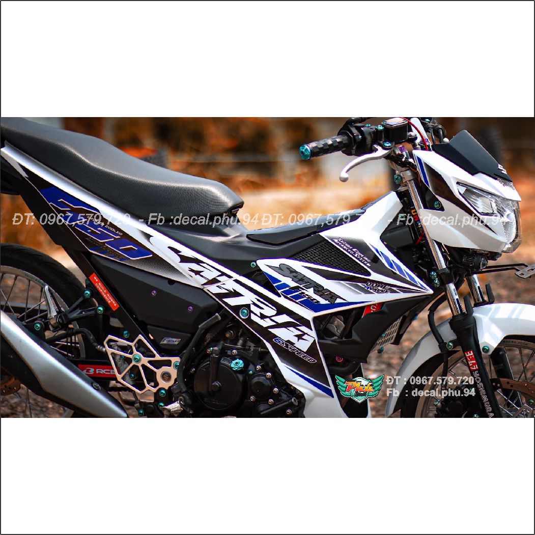 Tem rời Satria Trắng xanh Racing (P)